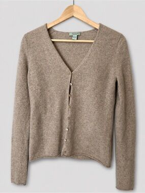 Geneva Cashmere Beige Button Front Cardigan Sweater Size M